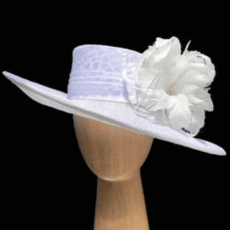 white silk and sinamay hat