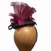 small navy blue and cranberry red fascinator