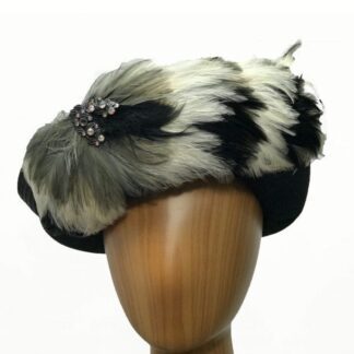 Black wool feathered hat