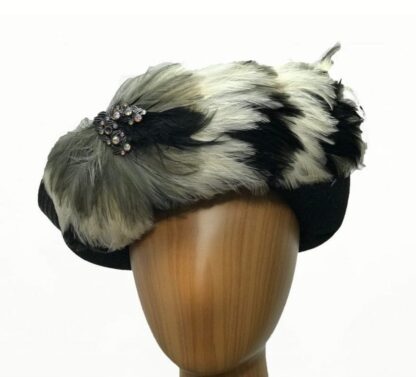 Black wool feathered hat
