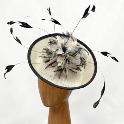 Designer ivory and black fascinator