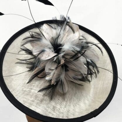 Designer ivory and black fascinator