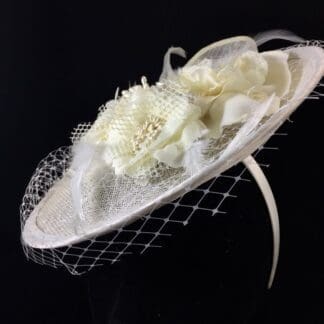 white silk flower fascinator