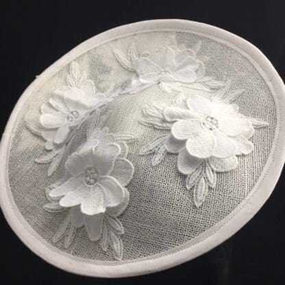 white appliqué fascinator