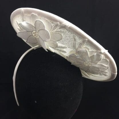 white appliqué fascinator