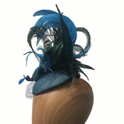 teal blue peacock fascinator