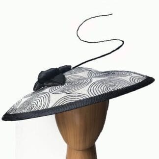 ivory with black “Saucer” fascinator