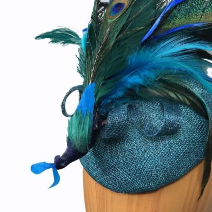 teal blue peacock fascinator
