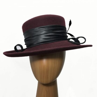 Large wool burgundy hat