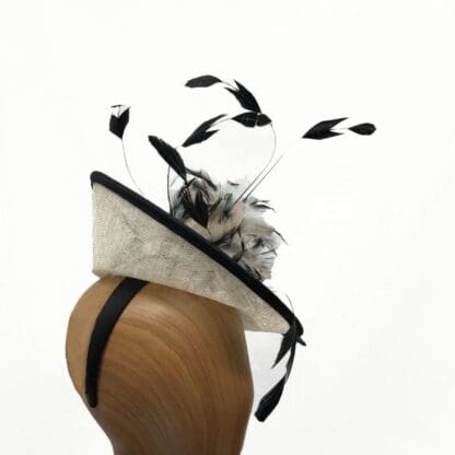 Designer ivory and black fascinator