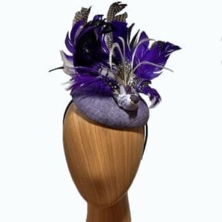 Lilac purple feathered bird fascinator