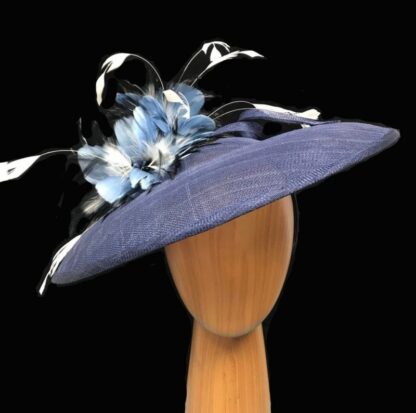 navy blue feathered fascinator