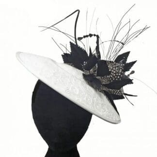 White Black Saucer fascinator