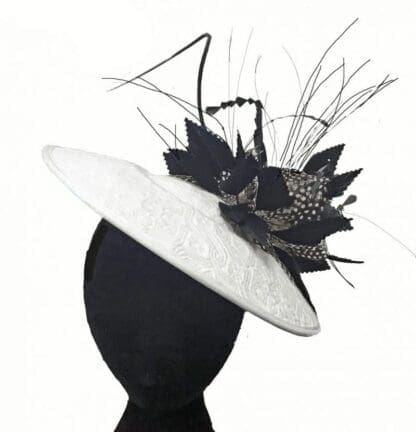 White Black Saucer fascinator