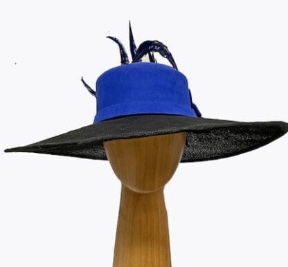 royal and black dress hat