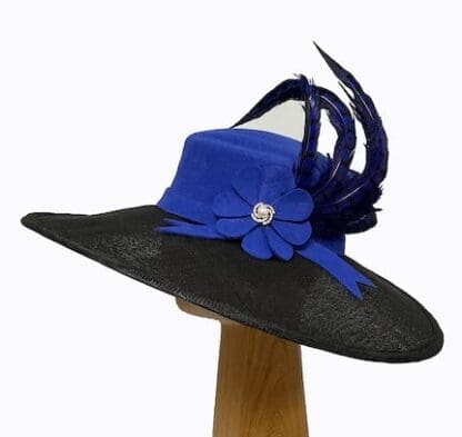 royal and black dress hat