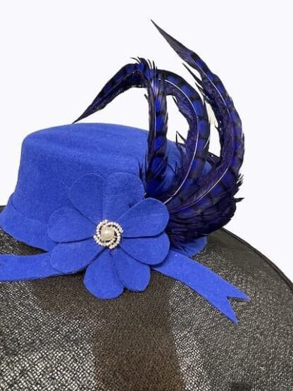 royal and black dress hat