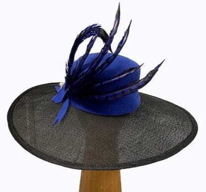 royal and black dress hat