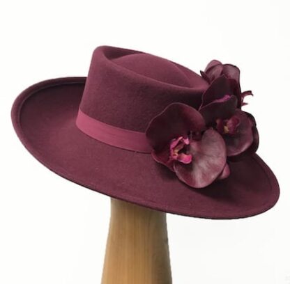 wine wool dress hat