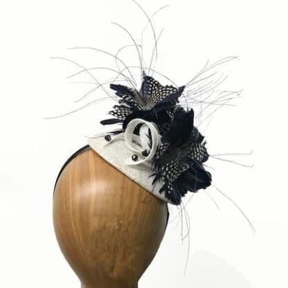 ivory navy fascinator