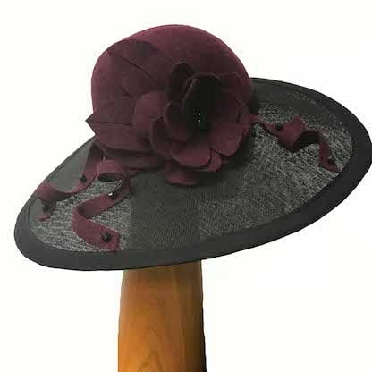 burgundy black wool hat