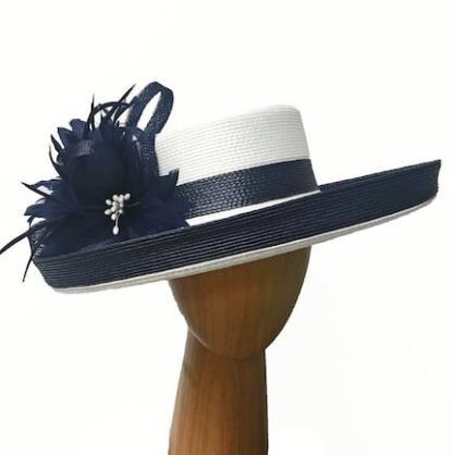 white navy derby hat