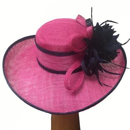 pink and navy derby hat