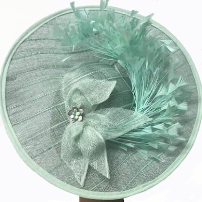 mint green feather fascinator