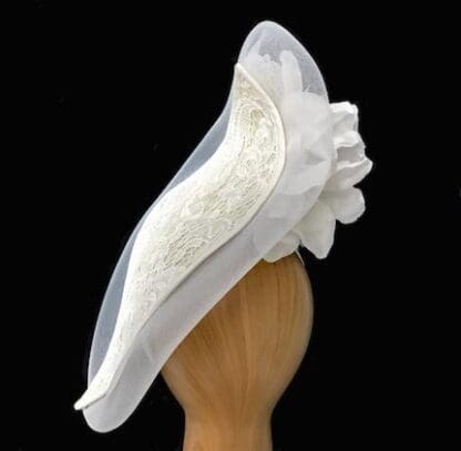 white lace crinoline fascinator