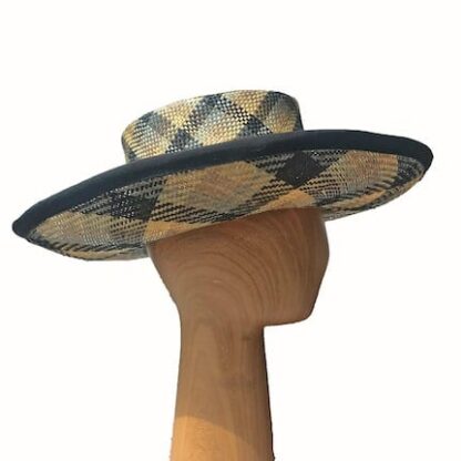 large plaid straw hat