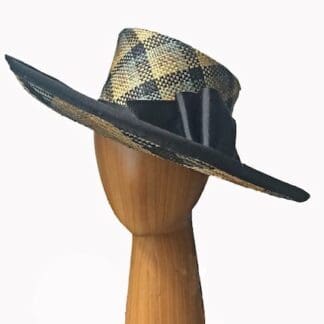 large plaid straw hat