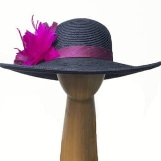 navy fuchsia straw hat