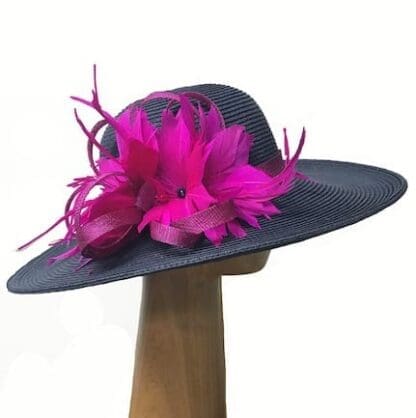 navy fuchsia straw hat