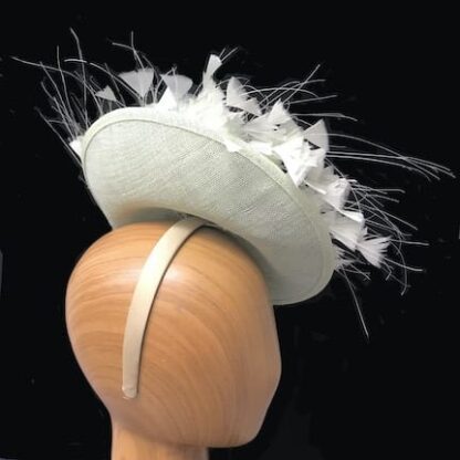 pale green feathered fascinator