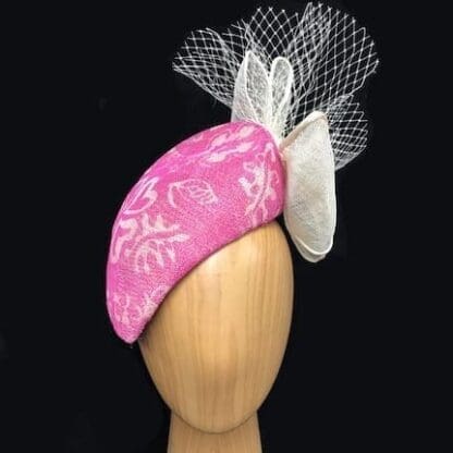 pink ivory percher fascinator