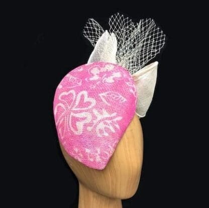 pink ivory percher fascinator