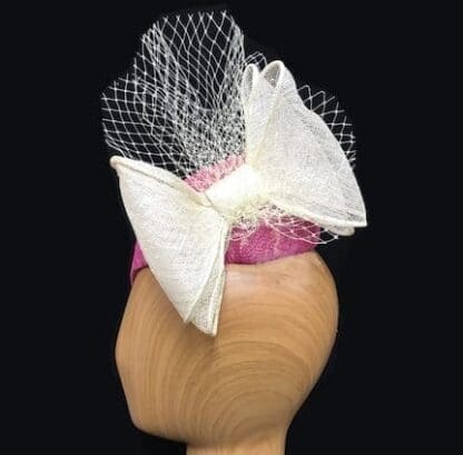 pink ivory percher fascinator