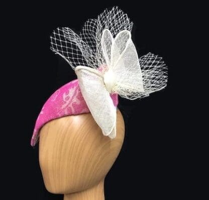 pink ivory percher fascinator