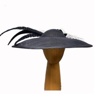 large navy feathered fascinator
