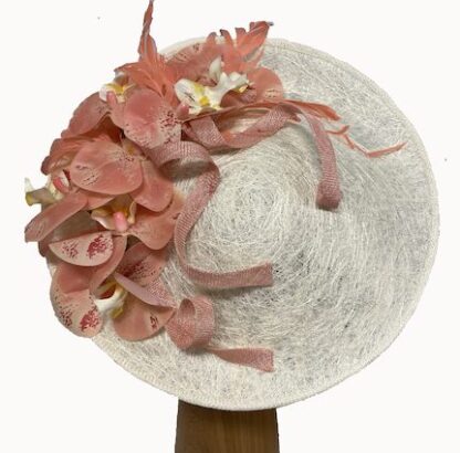 ivory and peach orchid fascinator