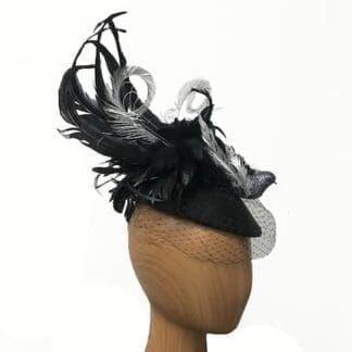 black silver bird fascinator