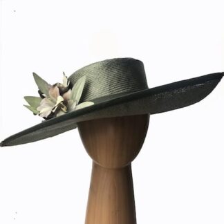 olive silk straw hat