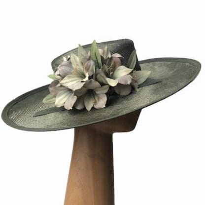 olive silk straw hat