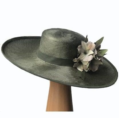 olive silk straw hat