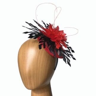 red black feather fascinator