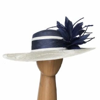 ivory navy dress hat