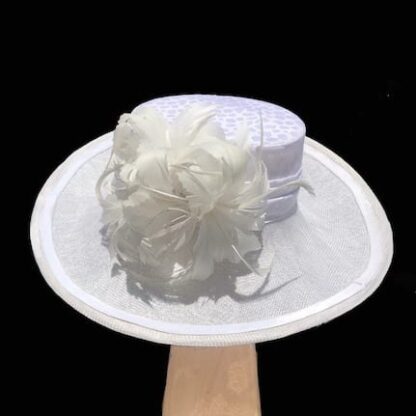 white silk sinamay hat
