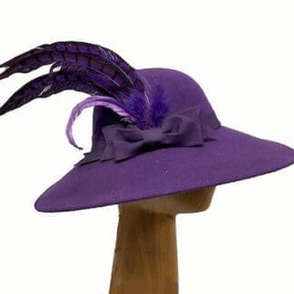 purple wool feathered hat