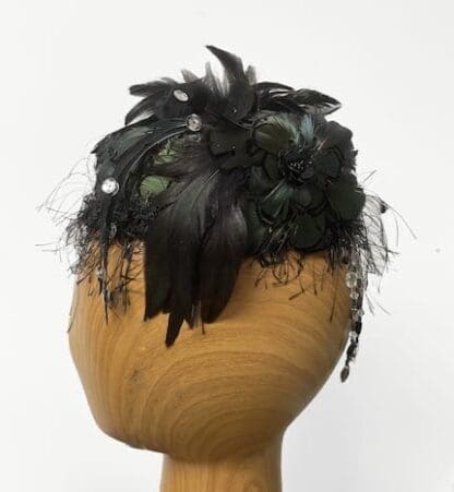 black feathers jewels pillbox