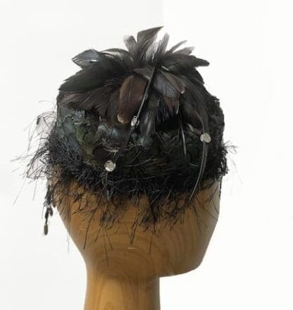 black feathers jewels pillbox